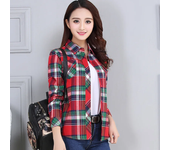 Women's Plaid Shirts 2023 Autumn New Ladies Casual Long Sleeve Pocket Cotton Shirt Fine Elegant Lady Checked Tops Clothes