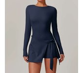Women's backless Bailey suit, gym long sleeved Siamese sportswear, skirt, jumpsuit, yoga suit