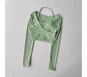 Fake Two-piece Yoga Suit, Long Sleeved Open Navel Sports Top, Women's Fast Drying and Slimming Running Training Fiess Suit