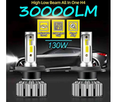 Roadsun-lámpara antiniebla superbrillante para coche, todo en uno de faro LED 30000LM, 130W, Canbus H4, Kit de luz Turbo