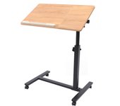 60*41*58cm Adjust Height Laptop Desk Angle Rolling Cart Over Bed Hospital Table Stand Wood