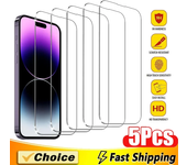 5Pcs Tempered Glass For iPhone 15 13 11 12 14 Pro Max Mini Screen Protector For IPhone 16 7 8 Plus X XR XS MAX Protective Glass