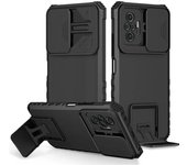 KEYSION Shockproof Pro 10S, Camera Protection Push Pull, Live Stand Phone Case for Xiaomi Redmi Note 10 5G