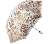 Honeystore Vintage Lace UV Sun Parasol Folding 3D Flower Embroidery Umbrella