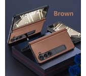 Magnetic Bracket For Samsung Galaxy Z Fold 5 Case Genuine Leather Hinge Protection Film Screen Cover