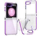 Carbon Fiber Texture For Samsung Galaxy Z Flip 5 Case Metal Button Clear Back Protection Cover