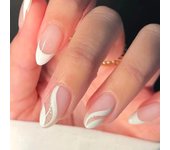 Set De Uñas Postizas Cortas Francés Minimalista Con 1 Jalea Y 1 Archivo De Uñas 24 PCs Uñas De Tiras Estilo Jelly Y Minimalista