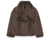 Chaqueta recordada con Cremallera de Piel sintética para Mujer Abrigo de Invierno de manga Larga