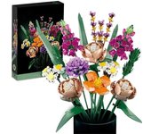 Bouquet de Rosas Botanicas Flores Artificiales , Set de Arquitectura de Rosas Rojas Falsas , 18+ , Regalo San Valentin , Decoracion del Hogar DIY Kit , Bloques de Construccion de Bouquet de Flores , Arreglo de Puzzle , Flores Perpetuas