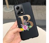 Fashion Rose Initial Letter Phone Case For Xiaomi Poco X5 5G PocoX5 Pro Soft Silicone TPU Back Cover For Poco X5 Pro X 5 X5Pro