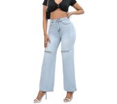 Rotos Jeans for Women Mid-Waist Cowboy Pants, Retro Flare Cut