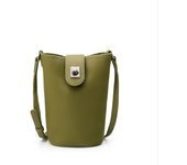 Bolso bandolera pequeño de cuero de primera calidad, estilo cubo vertical casual para teléfono móvil