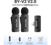 BOYA BY-V3 Wireless Lavalier Lapel Mirophone Noise-cancelling Rechargeable Mic for iPhone Android Camera Live Streaming Vlogging
