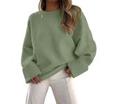 2025 Loose Batwing Sleeve Sweater for Women, Crew Neck Pullover, Autumn and Winter Clothing