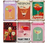Vintage Fruit Juice Mojito Aperol Spritz Posters and Sangria Drink Negroni Metal Tin Sign Plaque For Club Bar Shop Home Decor