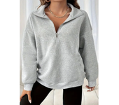 Autumn and Winter New Plus Size Top Loose Casual Top Half Zipper Long Sleeve Plush Sweater Pocketless Sweatshirt Women