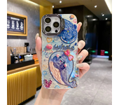 Blue Light Oil Painting Shark Holder Suitable For iPhone 15 Pro Max Phone Case 14 13 12 11 Lens Film Full Protective Case