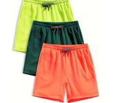 Conjunto De 3 Pantalones Cortos Deportivos Casuales Sólidos Para Hombres, Pantalones Cortos De Running Y Baloncesto Para