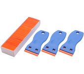 3PCS Plastic Razor Blade Scrapers & 100 PCS 1.5 Inch Double Edge Plastic Razor Blades for Auto Window Tint Vinyl Tool