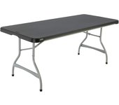 Mesa plegable rectangular ultrarresistente negra, Mesa exterior e interior para jardín, terraza, eventos y catering, Medidas 182x76cm, altura 73,5cm, Mesas plegables grandes
