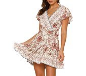 Vestido corto de mujer vestido casual de verano étnico