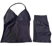 2Pcs Impact Set Women Backless Tank Tops High Waist Scrunch Seamless Shorts Gym Suit Fiess Clothes Activewear Workout Sets