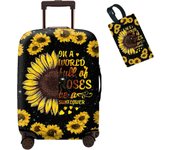 Luggage covers,Suitcase Covers for Luggage Tsa Approved, Elastic Washable Travel Luggage Cover Baggage Protector Wraps for Suitcase- Bible Verse Glitter Sparkle-Sunflower Quotes