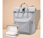Nueva mochila de gran capacidad con borde enrollado, adecuada para portátiles de 15,6 pulgadas, ideal para estudiantes de todos los géneros.