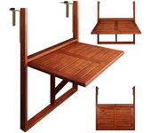 65x45x87cm  Mesa Colgante Plegable Madera Acacia para Terraza Balcón Patio Exterior Marrón