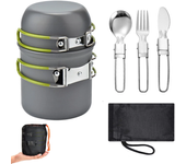 Juego de Cocina de Camping Ultraligero Conjunto de Ollas y Utensilios para Cocinar al Aire Libre en Senderismo y Picnic