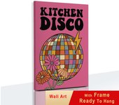 Pink Disco Ball Dance Floor Party Fashion Poster with Frame Retro Wall Art Picture Canvas Painting for Club Bar Room Home Decor