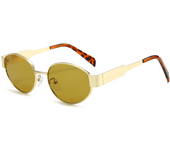 Gafas de Sol Retro Ovaladas Mujer Hombre, Gafas da Sol Vintage Redondas Metalicas Pequeño Gafas de Moda Protección UV400
