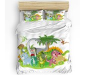 3pcs Dinosaur Cartoon Black And White Home Textile Duvet Cover Pillow Case Boy Kid Teen Girl Bedding Covers Set