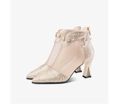 French fashion pointed mesh fine heel high heel cool boots women's European and American rear zipper breathable fashion sandals women's Heels