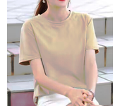 Summer Casual 100% Cotton Regular-Fit Women Crew Neck Basic White T-Shirts