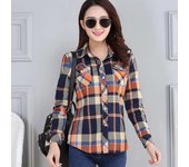 Women's Plaid Shirts 2023 Autumn New Ladies Casual Long Sleeve Pocket Cotton Shirt Fine Elegant Lady Checked Tops Clothes