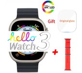 Hello Watch 3 Plus-reloj inteligente para hombre y mujer, pulsera deportiva Ultra AMOLED de 49mm, NFC, brújula, Bluetooth, llama