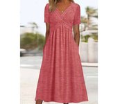 Vestido verano con cuello en V a la moda para mujer, vestidos de manga corta