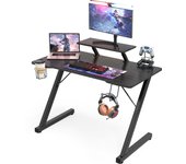 Rcynview Corner Desk Gamer Computer Gaming, Gamer Table 105cmx80cm L-shaped with Screen Support, Carbon Fiber Table Top, Gaming Desk Ergonomic Gaming Table with Bag and Hook