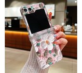 Oil Painting Flower Pattern Phone Case For Samsung Galaxy Z Flip6 Flip5 Flip4 Flip3 5G Flip 6 5 4 3 Hard PC Clear Folding Cover