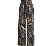 Leopard Print Straight Leg Pants for Women Brown Leopard Print Jeans, Women's Jeans, Wide Leg Pants, Streetwear, Hip Hop, Retro