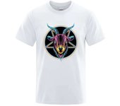 Men's goat head five color creative round neck summer cotton T-shirt, breathable cartoon loose street clothing