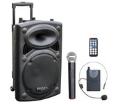 Altavoz portátil 12"/700W MAX con 2 micrófonos (VHF), mando a distancia y funda protectora - Bluetooth, USB, SD - Autonomía de 5 a 7h - Speaker Box