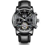 Boda berenjena nuevo impermeable multifunción reloj mecánico automático para hombres reloj luminoso hueco calendario de acero inoxidable para hombres con