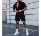 FCMM Primavera y verano la tendencia de los hombres de solapa de color sólido chaqueta de punto casual de manga corta traje cort