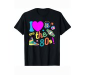 I love The 80s Funny Retro Party 80's Costume for Men Women T-ShirtDad Gift Soft And Comfortable Round Neck Short Sleeve - 230g