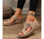 Sandals Women Retro Heels Sandals for Summer Shoes Women Slip on Wedge Sandalias Mujer Soft Heeled Slippers Indoor Outdoor