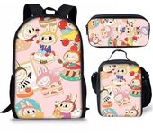 Trendy Youthful Novelty Funny Labubu 3D Printed 3pcs/Set Student Travel bags Laptop Daypack Backpack Lunch Bag Pencil Case