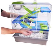 Casa/Jaula para hámster y Animales pequeños, Plateada y Verde