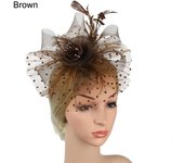 Flower Feathers Hair Clip Fascinator Hat for Women Tea Party Headband Wedding Cocktail Mesh Alice Headband Clip